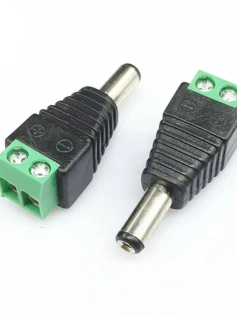 Male&Female DC Plug Connectors Terminals Low-Voltage Adaptor Terminal Block 2-Pin to DC Hollow Socket,5.5x2.1mm,for COB LED Tape