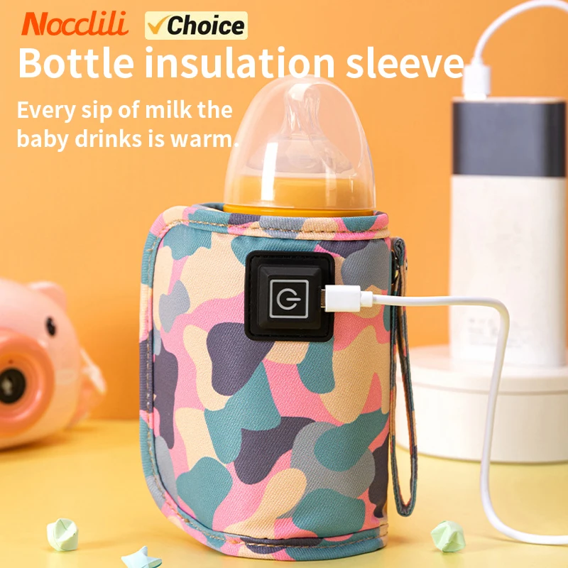 Portable USB Electric Baby Milk Bottle Warmer Heater with Temperature Control for Travel Stroller Insulated Bag Feeding Keep