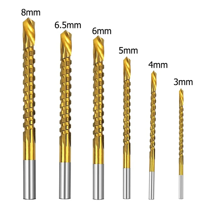 Jeu de forets en Cobalt 6 pièces, ensemble de forets à robinet Composite métrique en spirale, foret à bois pour couper le perçage, rainurage