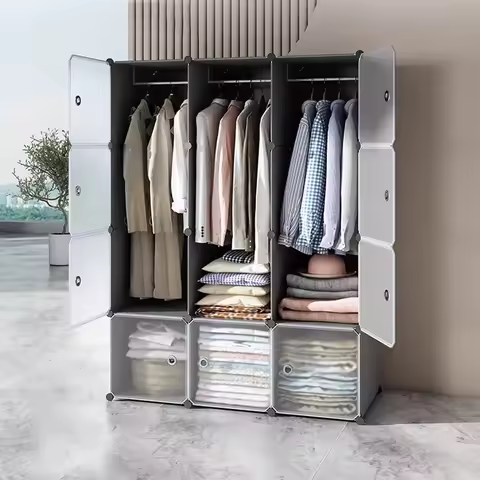 Foldable Minimalist Closet Storage Cupboard Partitions Clothes Wardrobe Bedroom Living Room Shelves Guarda Roupa Home Furniture