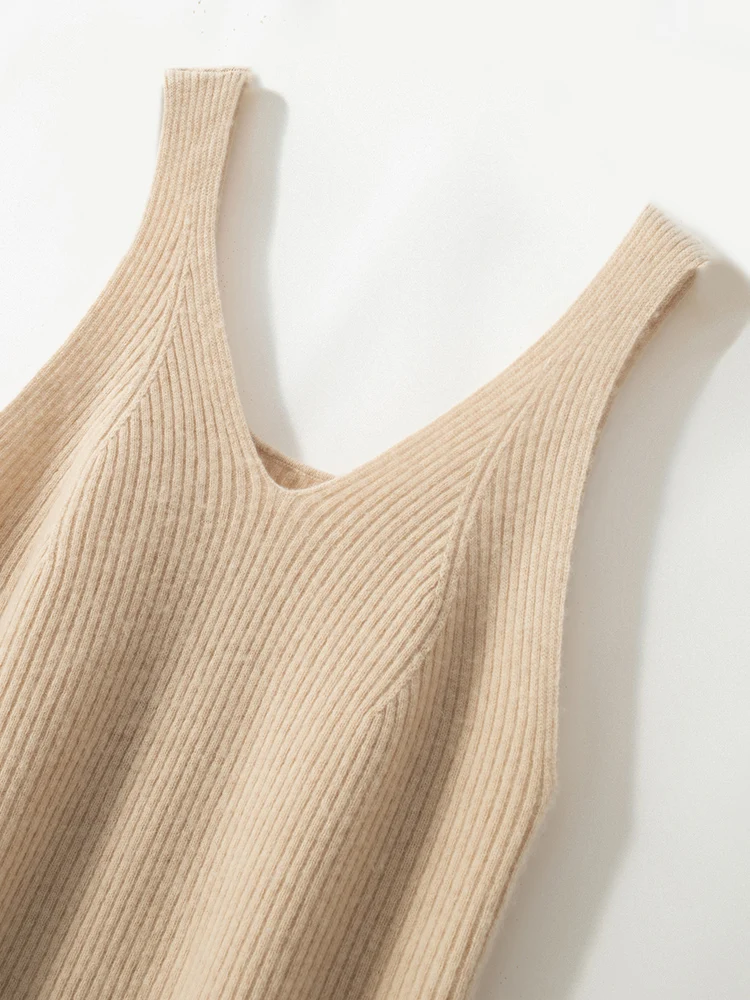 TLOML Elegancka damska kamizelka swetrowa 100% kaszmir Kamizelka z dekoltem w serek Prosty styl Sweter kaszmirowy Kamizelka na wiosnę i jesień Miękkie i wygodne topy