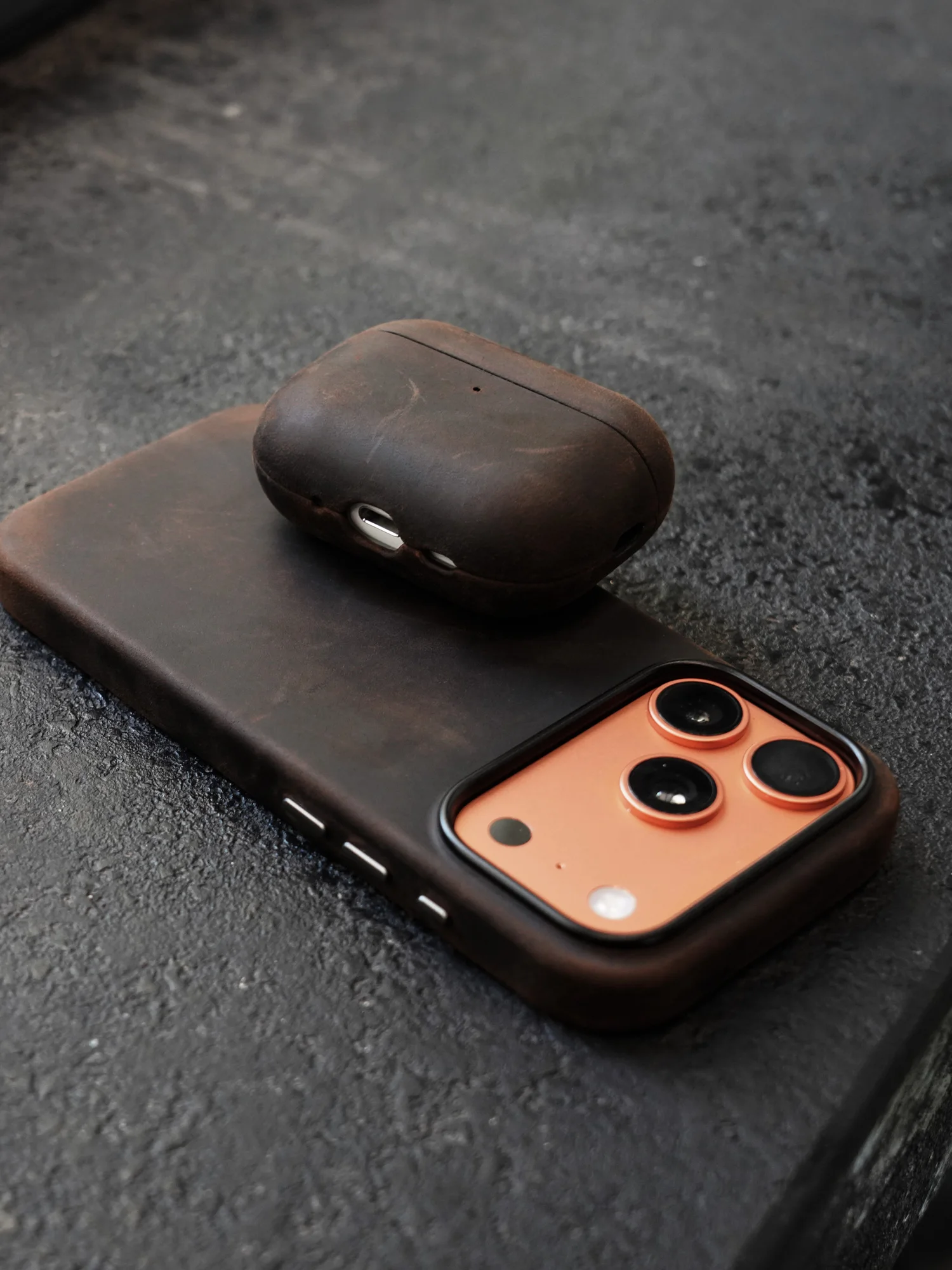 Italienische Crazy Horse-Echtledertasche für AirPods Pro 3 und 2 Luxushüllen, kabellose Bluetooth-Headset-Abdeckung – Detail 4