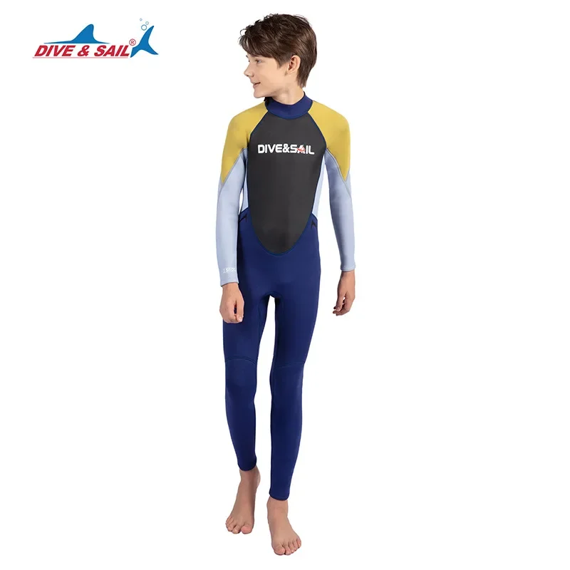 Children\'s 2.5MM Neoprene Diving Suit One Piece Long Sleeve Wetsuit Youth Boys Girls Surfing Snorkeling Winter Swimming Swimsuit