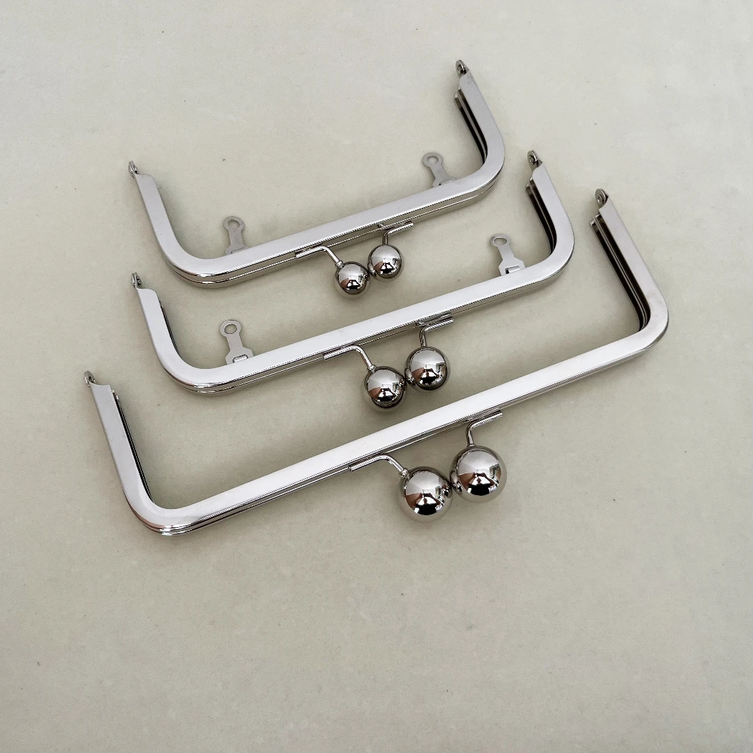 

23/18/15.5cm Bag Frame Purse Hardware Frame Big Ball Women Handmade Bag Handle DIY Parts Clutch Purse Frame No Hole Nickel