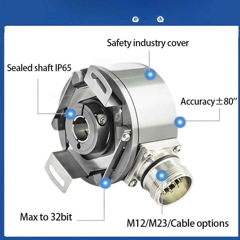 Absolute Hollow Shaft Encoder, Multi-Turn Motor Servo Motor Encoder KM60 Stainless Steel Rotary Encoder