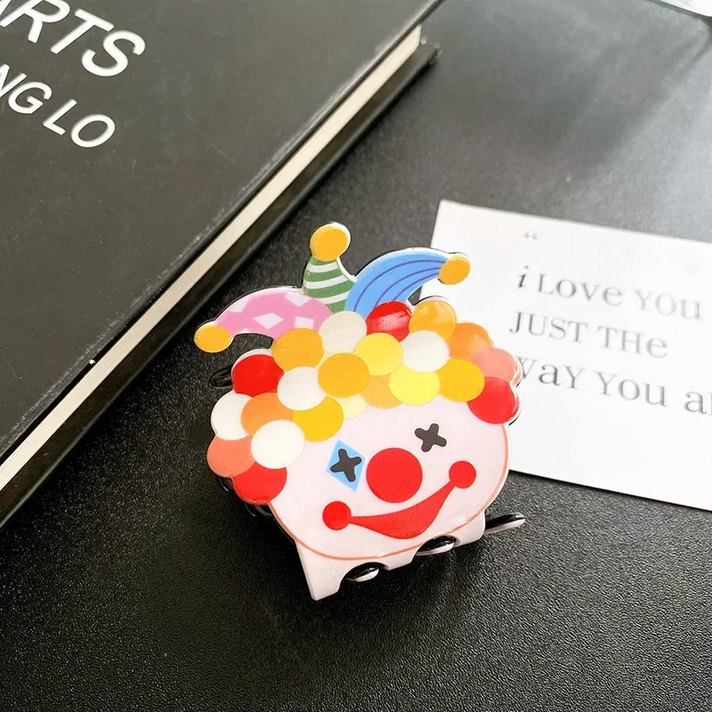 New Creative Cartoon Clown Hair Clips Acrylic Printed Joker Crab Hair Clip New in Hair Accessories for Women Girls