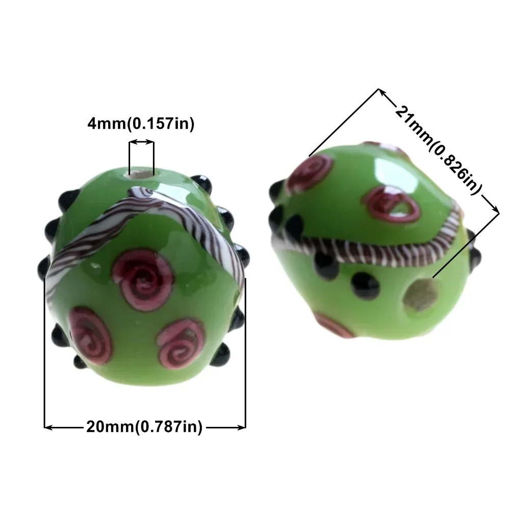 1 قطعة 20 مللي متر عالية المستوى اليدوية شكل بيضاوي Lampwork الزجاج الخرز DIY بها بنفسك موضة الزهور السحر ل قلادة صنع المجوهرات اكسسوارات #6