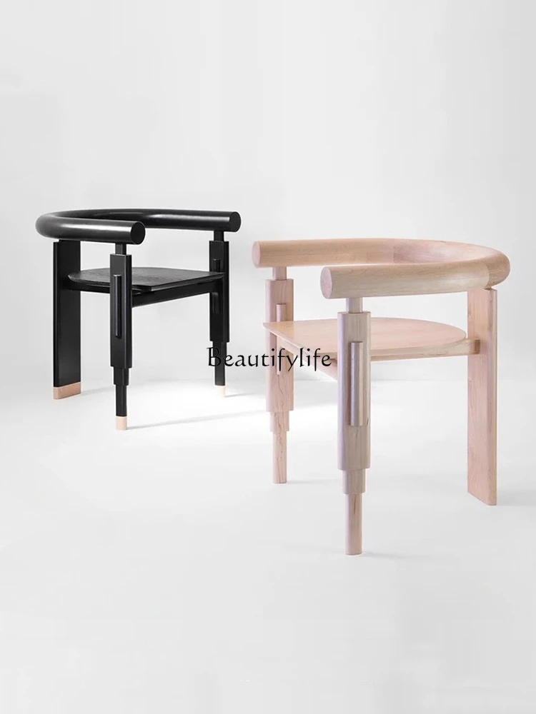 

New Chinese Modern Minimalist Ash Dining Chair with Armrest