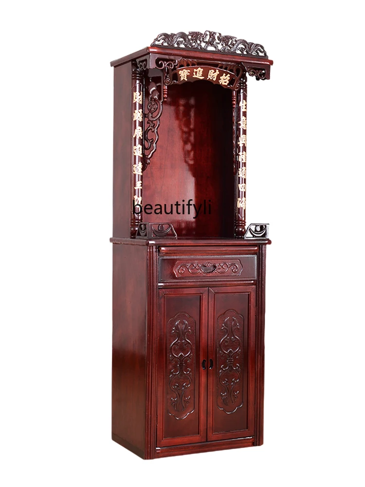 

Buddha Niche Altar Clothes Closet Altar Home Worship Table Carved Word Altar with Door-God Cabinet