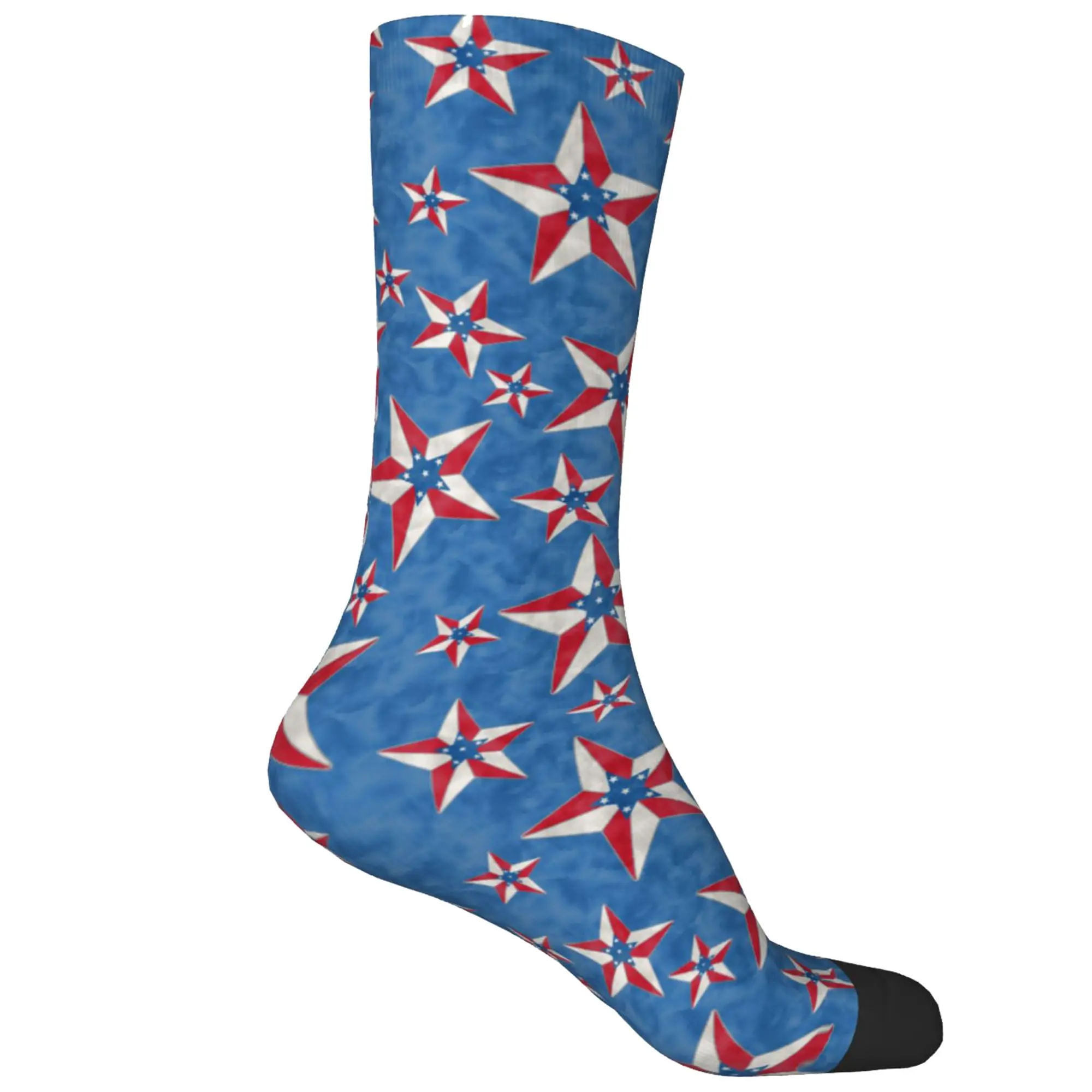 Patriotcs Crew Socks, 4th of July Patriotic American Star Cool & Funny Socks for Women Men, Gifts Ideal