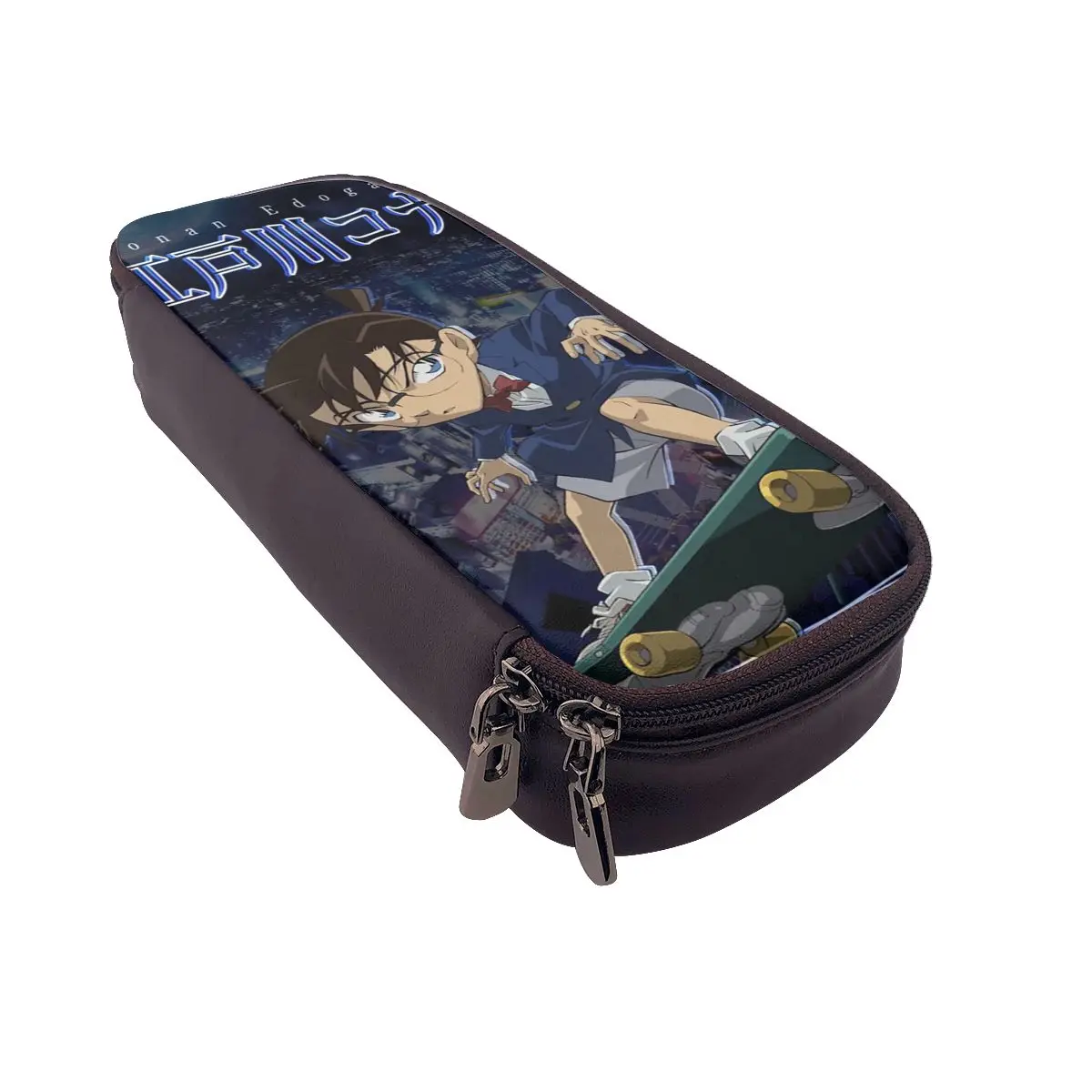 นักสืบ Conan หนังดินสอปากกาผู้ถือเครื่องเขียนขนาดใหญ่ความจุกล่องปากกาดินสอกระเป๋าสําหรับนักเรียนโรงเรียน