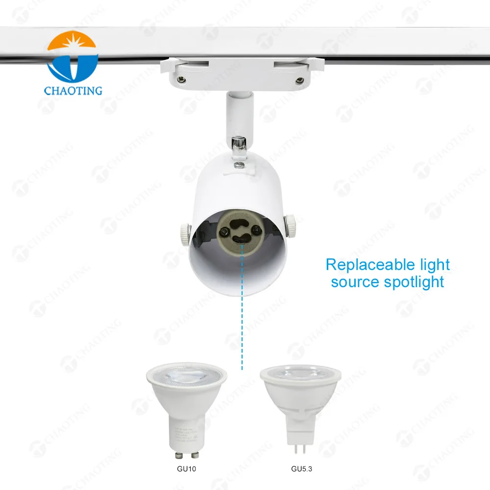 Hot Sale Indoor 2 3 4 Wire Track Lamp Adjustable Rail And Ceiling Spotlight Mr16 Gu5.3 Gu10 Spot Led Track Light Fixture Housing