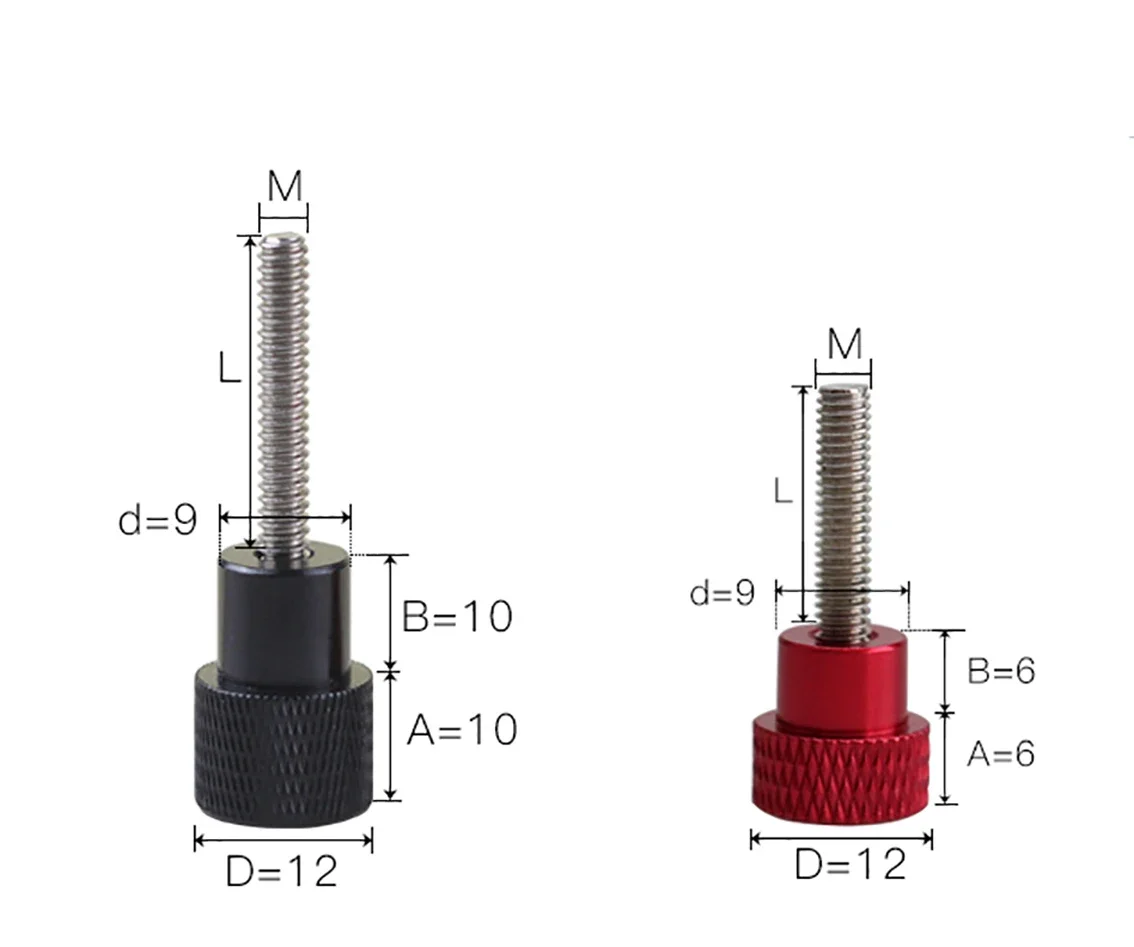 1Pcs M3 M4อลูมิเนียมสแตนเลส Knurled Thumb สกรู Hand Grip ลูกบิด Step Bolt สกรูสีแดงสีดำสีขาว