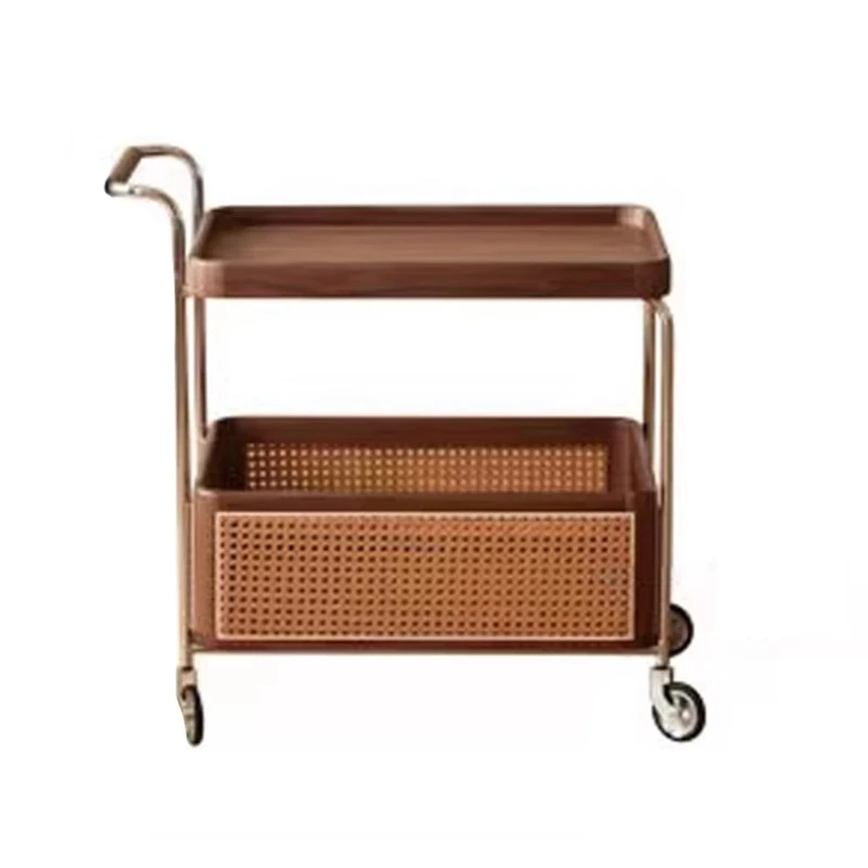 Solid wood coffee table metal frame walnut removable living room sofa side table rattan cabinet bedroom furniture