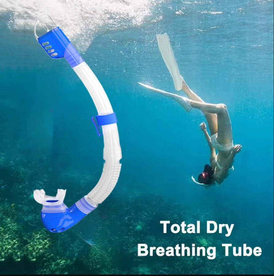 

Diving Dry Snorkel, J-Shape Full Food-Grade Silicone Freediving Snorkel for Snorkeling Scuba Diving Freediving Swimming
