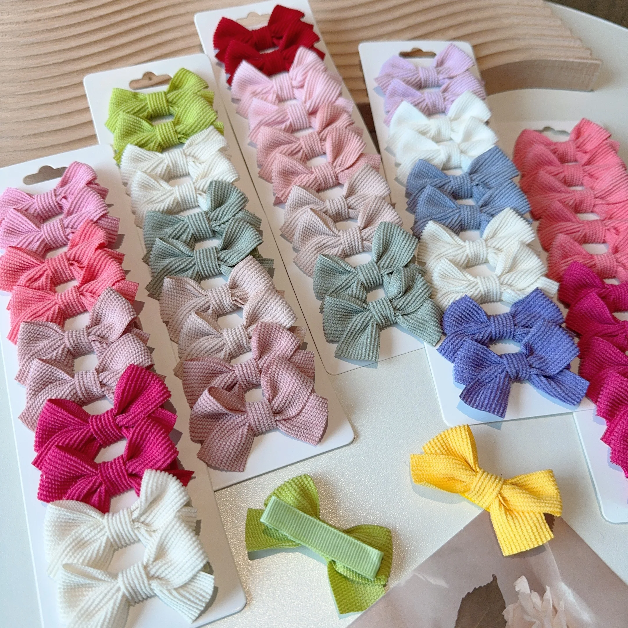 4/6/10Pcs Baby Bows Hair Clip For Kids Girls Hairpin Solid Color Hairpins Barrettes Handmade Headwear Hair Accessories Wholesale