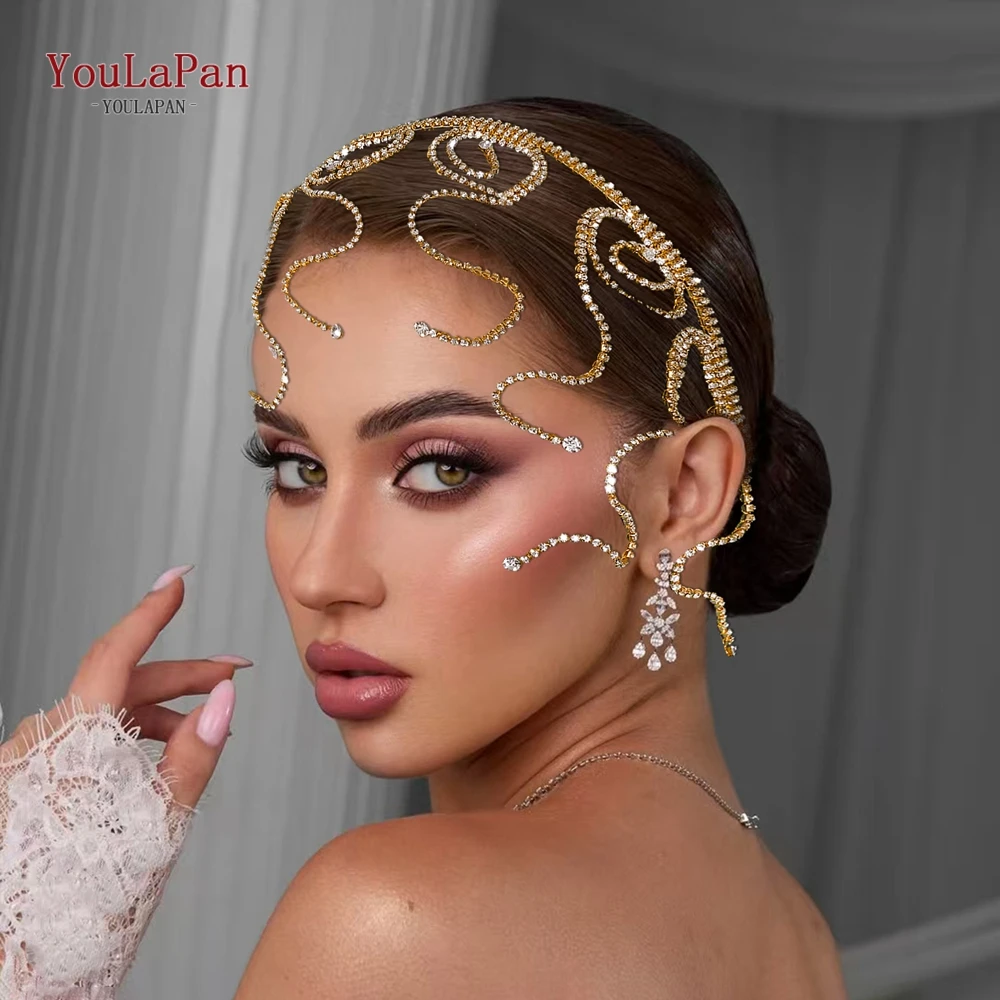 

YouLaPan Metal Chain Hair Hoop Bridal Wedding Rhinestone Hair Accessories Fashion Woman Party Headwear Bridesmaid Gifts HP620