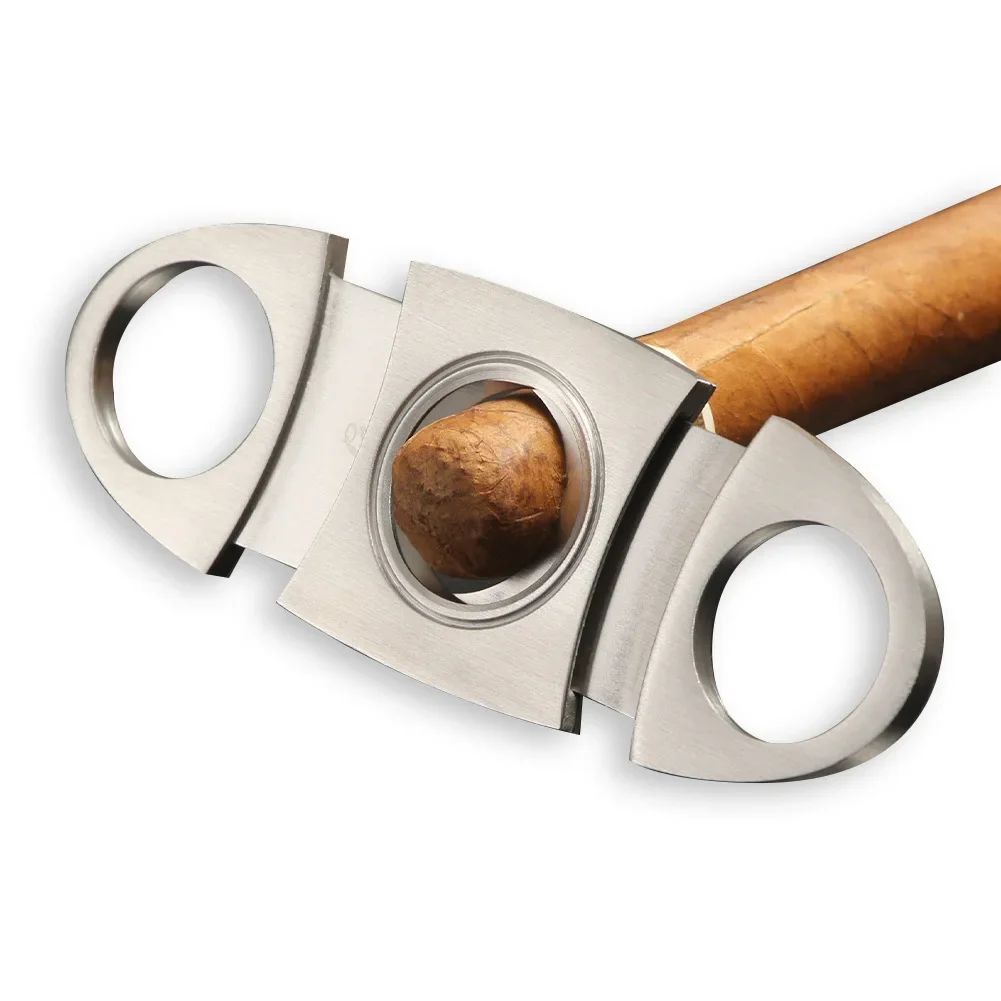 Cigar Cutter Portable Pocket Size Stainless Steel Brushed Cigar Scissors And Plastic Material Cigar Cutter Guillotine