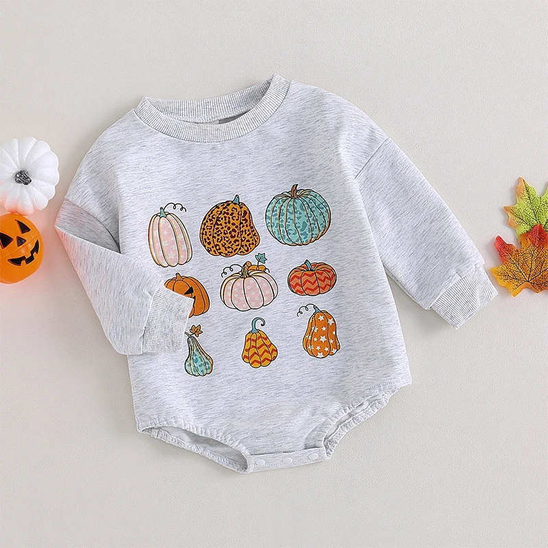 Infant Jumpsuit Adorable Long Sleeve Crew Neck Turkey Print Thanksgiving Outfit for Baby Boys and Girls