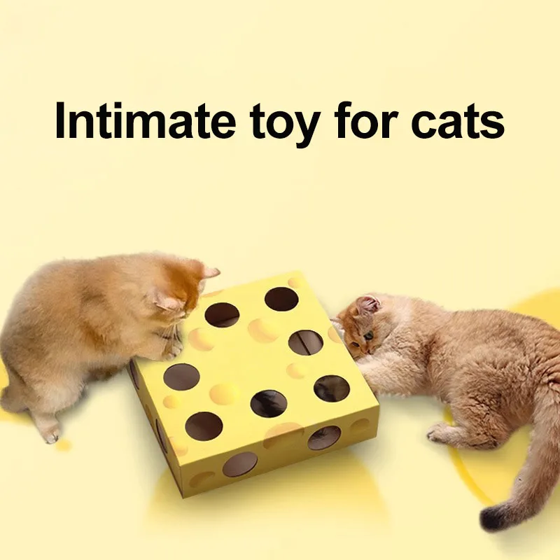 Pet Products Cat Toys Intelligent Sense Cheese Box Toy For Cats Automatic Cat Teasing Stress Relief Pets Self-pleasure Toy