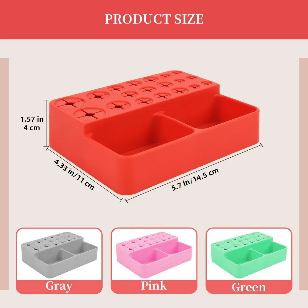 Porte-brosse de maquillage multi-grille, matériau en Silicone, étagère de bureau, présentoir de crayons à sourcils, boîte de tri, rangement de papeterie
