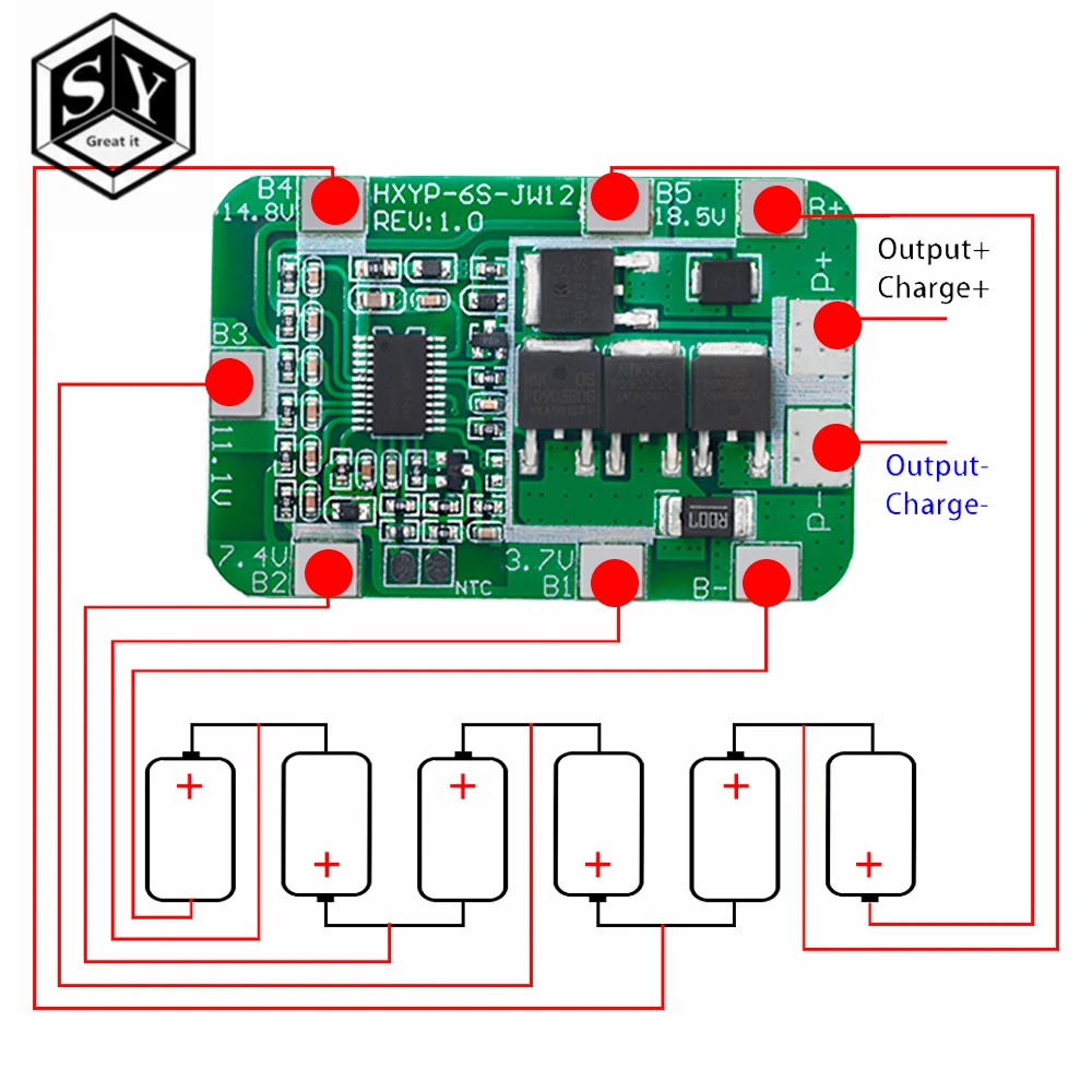 6S 12A/25A 24V 25.2V PCB BMS Protection Board For 6 Pack 18650 Li-ion Lithium Battery Cell Module New Arrival Balanced