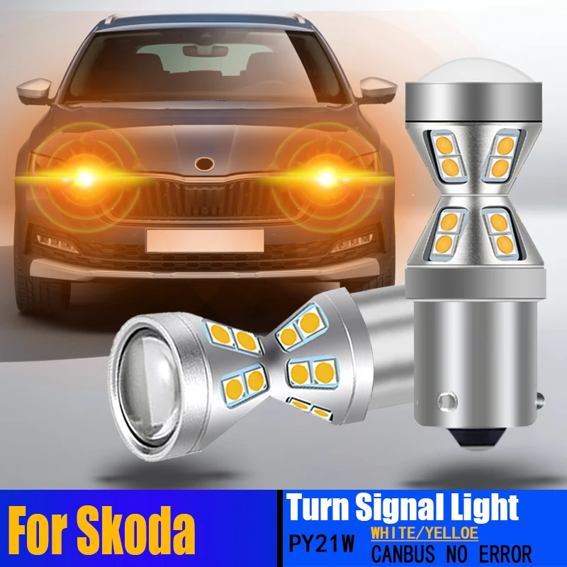 

2PCS LED Turn Signal Lights Bulbs Lamps Canbus PY21W BAU15S For Skoda Fabia MK1 MK2 Octavia 1 2 Rapid 2011-2019 Superb 2001-2007