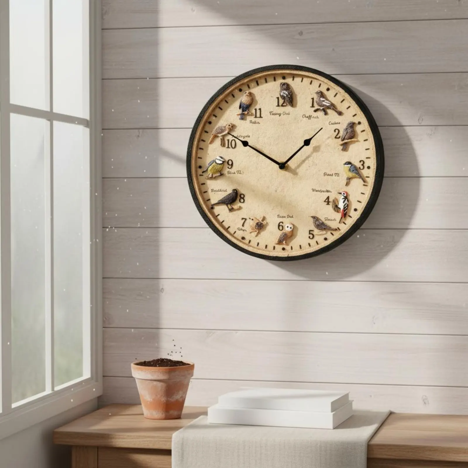 Reloj de pared con diseño de aves para exterior