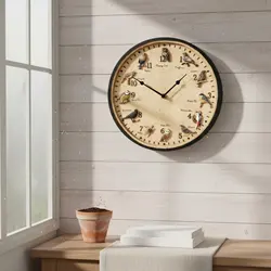 Reloj de pared con diseño de aves para exterior