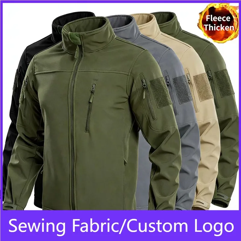 Jaqueta Tática Masculina Softshell Tamanho Europeu, Impermeável e à Prova de Vento, Casaco de Inverno para Caminhadas e Esqui, Forrado com Fleece, Jaqueta Quente Masculina