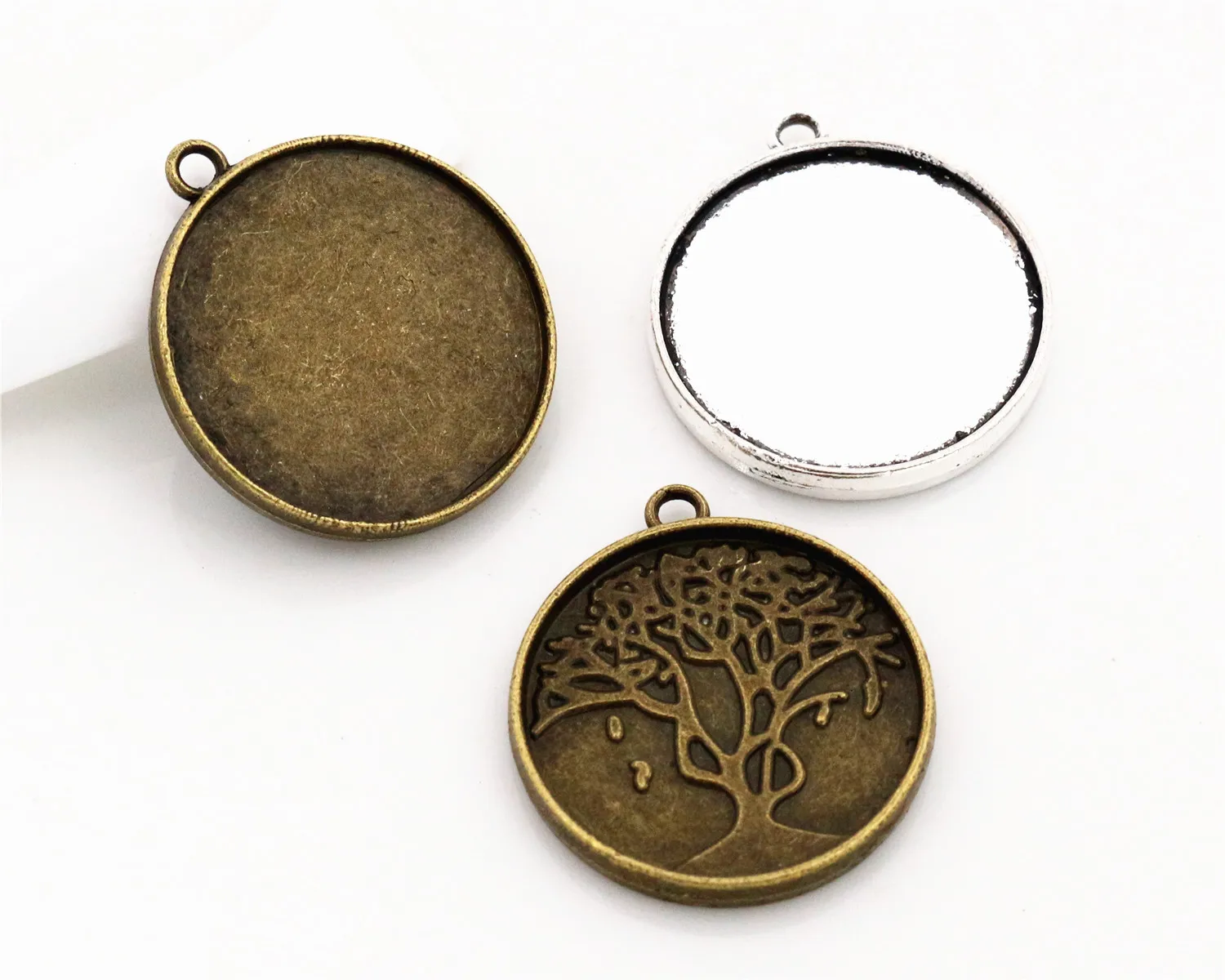 10pcs 20mm Inner Size Antique Silver Plated And Bronze Tree Style Cabochon Base Setting Charms Pendant