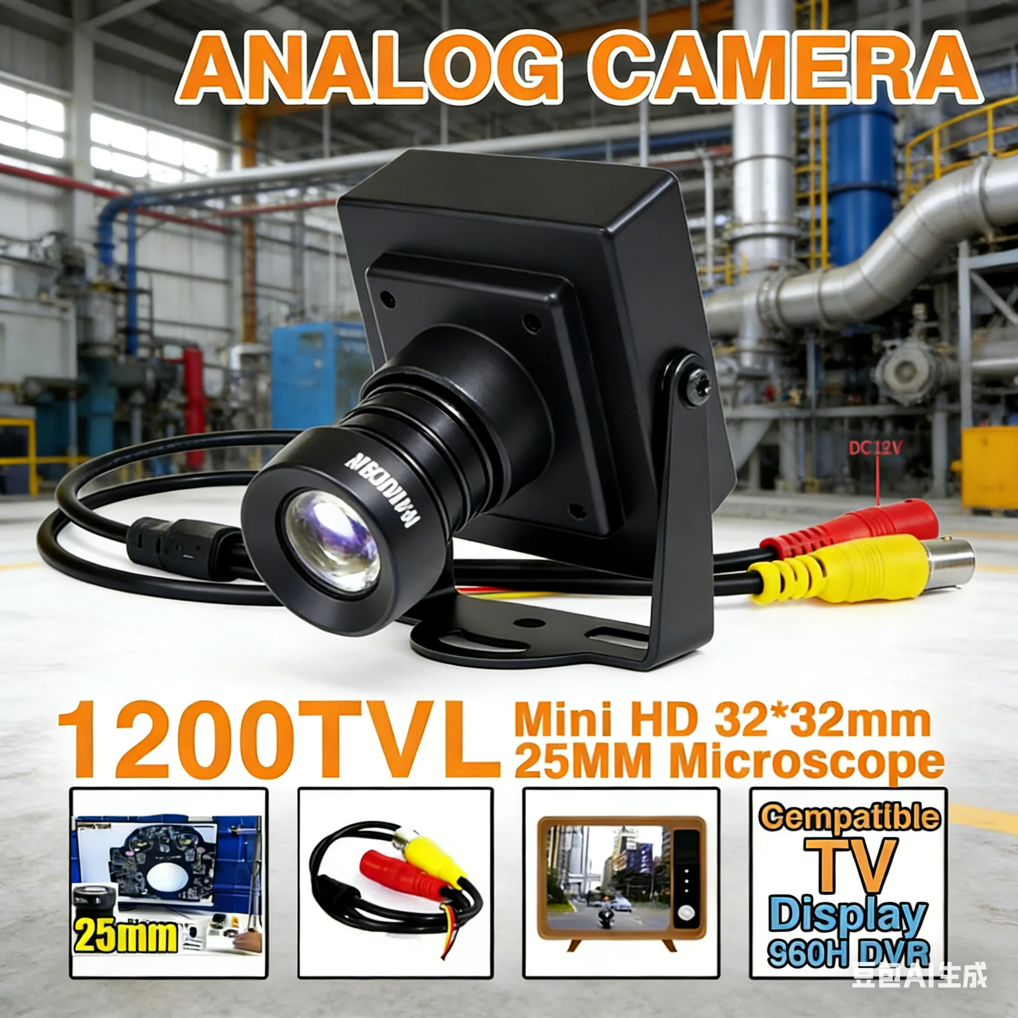 

Суперкомпактная 25-мм HD-камера 1200TVL с длинным фокусным расстоянием для DIY-микроскопа, аналоговая мини-камера видеонаблюдения CVBS, металлическая, 32*32 мм, для дома, автомобиля, совместимая с телевизорами