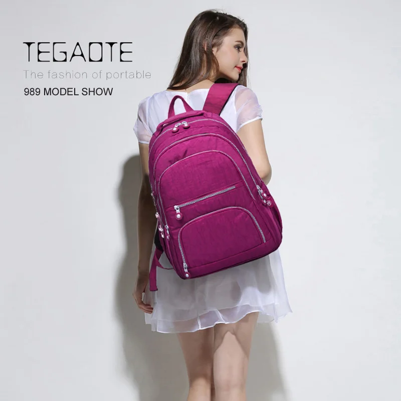 Tegaote-Mochila escolar grande casual de nylon para adolescentes, mala de viagem, mochila para laptop feminino, 2023