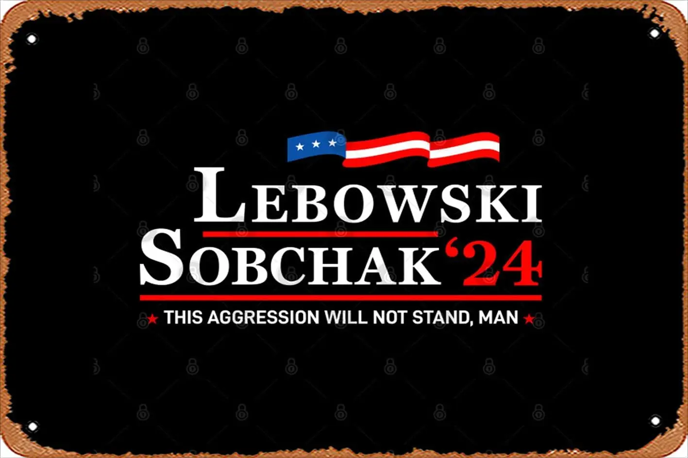 Retro Tin Sign Lebowski 2024 For President Vintage Funny Novelty Metal Signs Man Cave Humorous Signs Movies Music Bar Art P sign