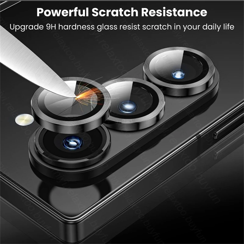 Filme de vidro temperado e Matel Alloy Ring para Samsung Galaxy Z Fold6 5G, câmera Lens Protector Cap, 9D, ZFolding 6