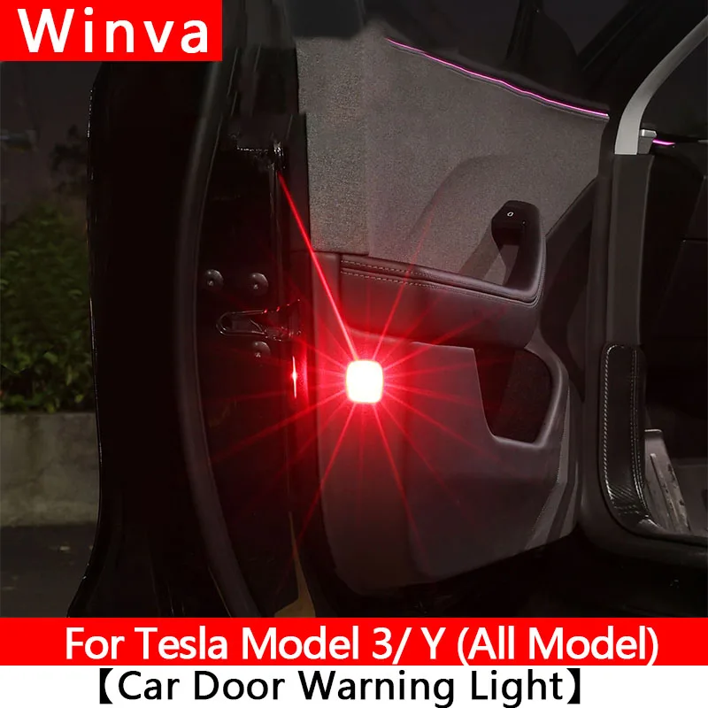 

Для Tesla Model 3/Y/3 + Highland 2024, сигнальная лампа на дверь автомобиля, сильный мигающий свет, предупреждающая светодиодная лампа, аксессуары для предотвращения столкновений