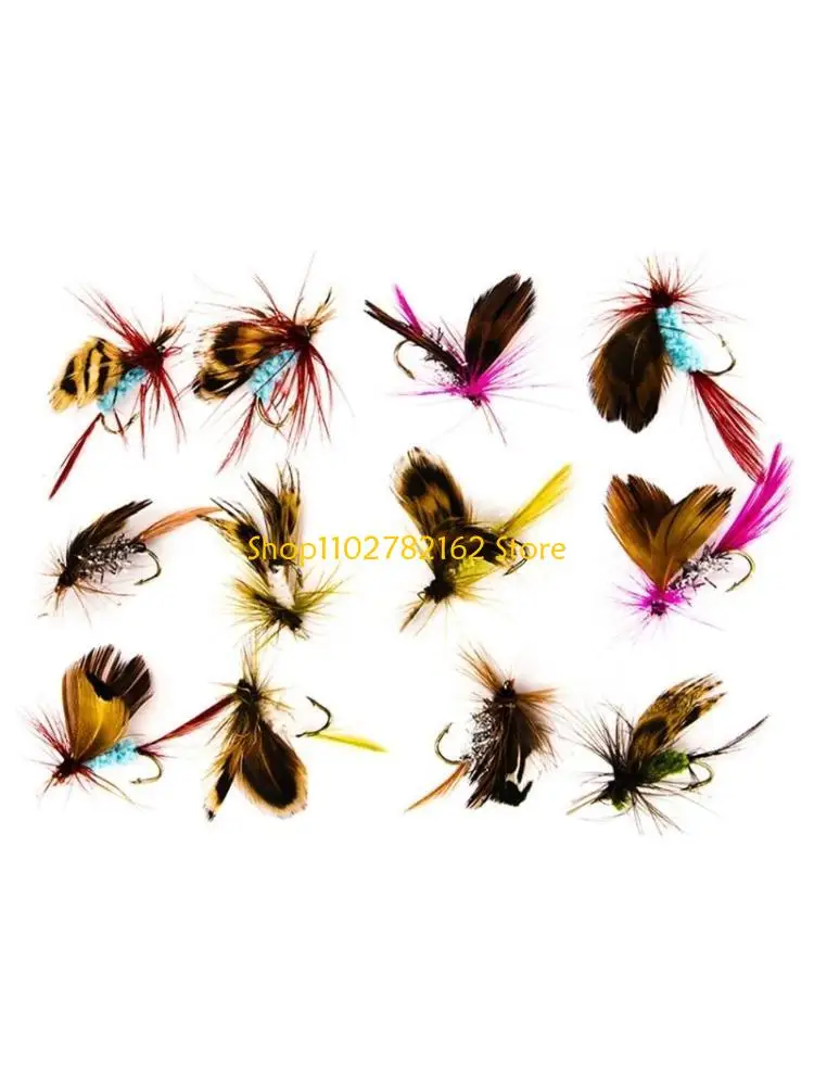 547B 12pcs Insect Baits Fly Fishing Lures Baits High Carbon Steel Hook Fish Tackle