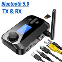 Long Range 6 in 1 Wireless Bluetooth 5.1 Audio Transmitter Receiver Adapter RCA 3.5mm AUX USB Dongle Stereo For PC TV Headphones