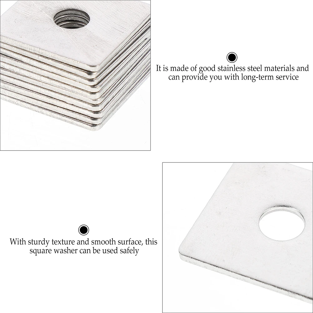 

10pcs Stainless Steel Square Washers Heavy Duty Plate Fastener For Construction Automotive Industry Durable Flat Washer Hardware