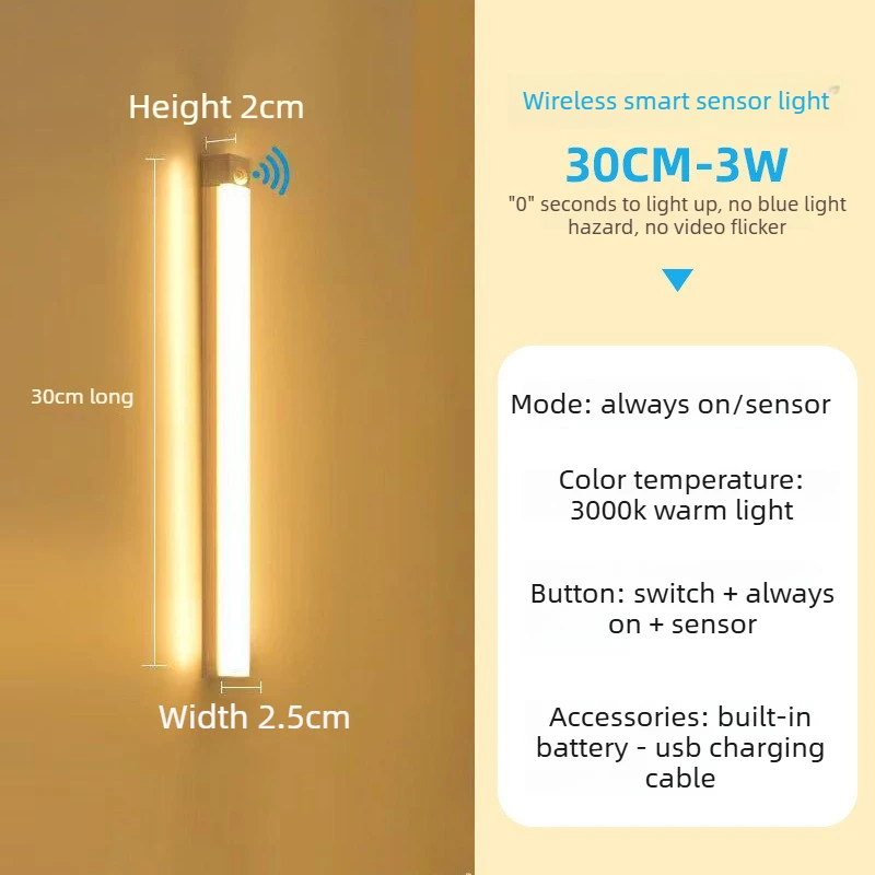 Magnetic LED Reading Lamp USB Rechargeable Energy Eye Protection Save Night Light For Dorm Bedroom Bedside Courtyard Home 30CM