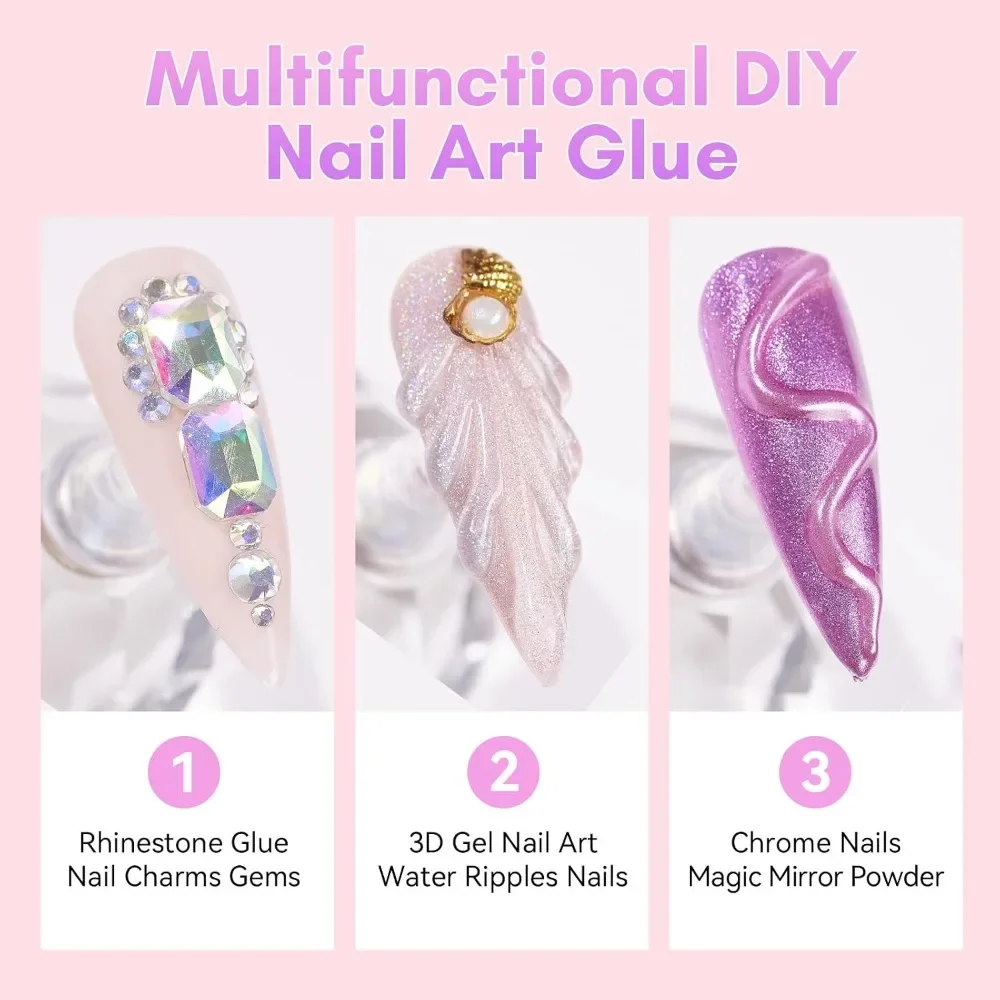 Professional Nail Art Glue Rhinestone Adhesive Strong Gel for Nail Charms Gems Diamonds Decorations 3D Bling Jewel Salon DIY Manicure 30ML UV Lamp Cured Beauty Gifts - view 3