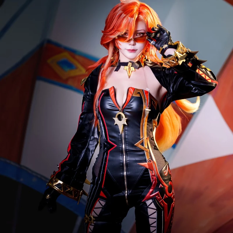 Game Genshin Impact Mavuika Cosplay Costume Pyro Archon Uniform Women Sunglasse Wig Fullset Performance Halloween Carnival Party