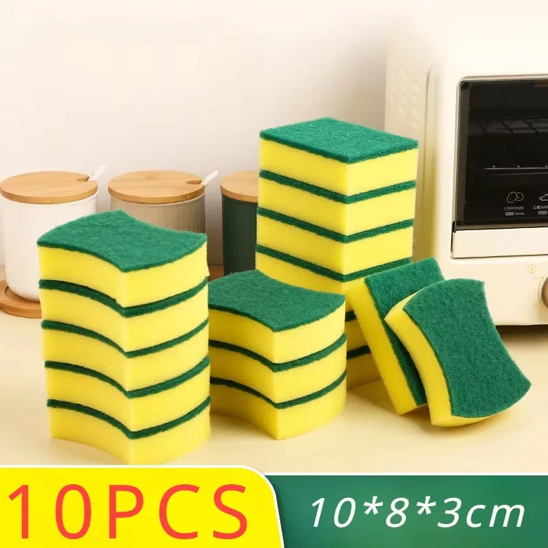 10 Pcs Highly Absorbent Cleaning Sponges Dish Washing Clean Pot Rust Stain Sponge Brush Kitchen Grease Cleaner Household Tools