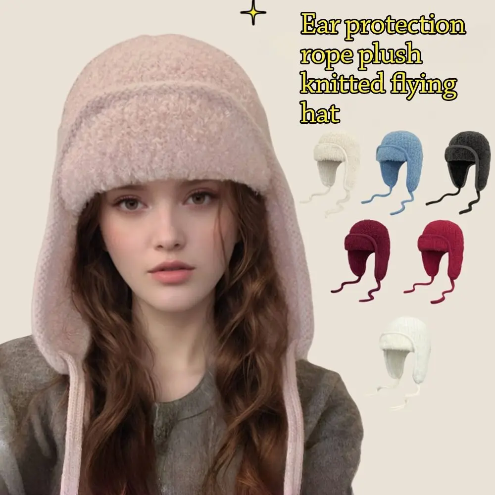 

Fashion Teddy Fleece Winter Hat Warm Thickened Bonnet Caps Ear Protection Windproof Lei Feng Hat Women