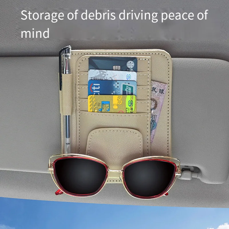 1pcs Car Sunshade Card Bag with Multiple Pockets, Car Card Paper Storage Clip, Pen Holder, Car Interior Accessories
