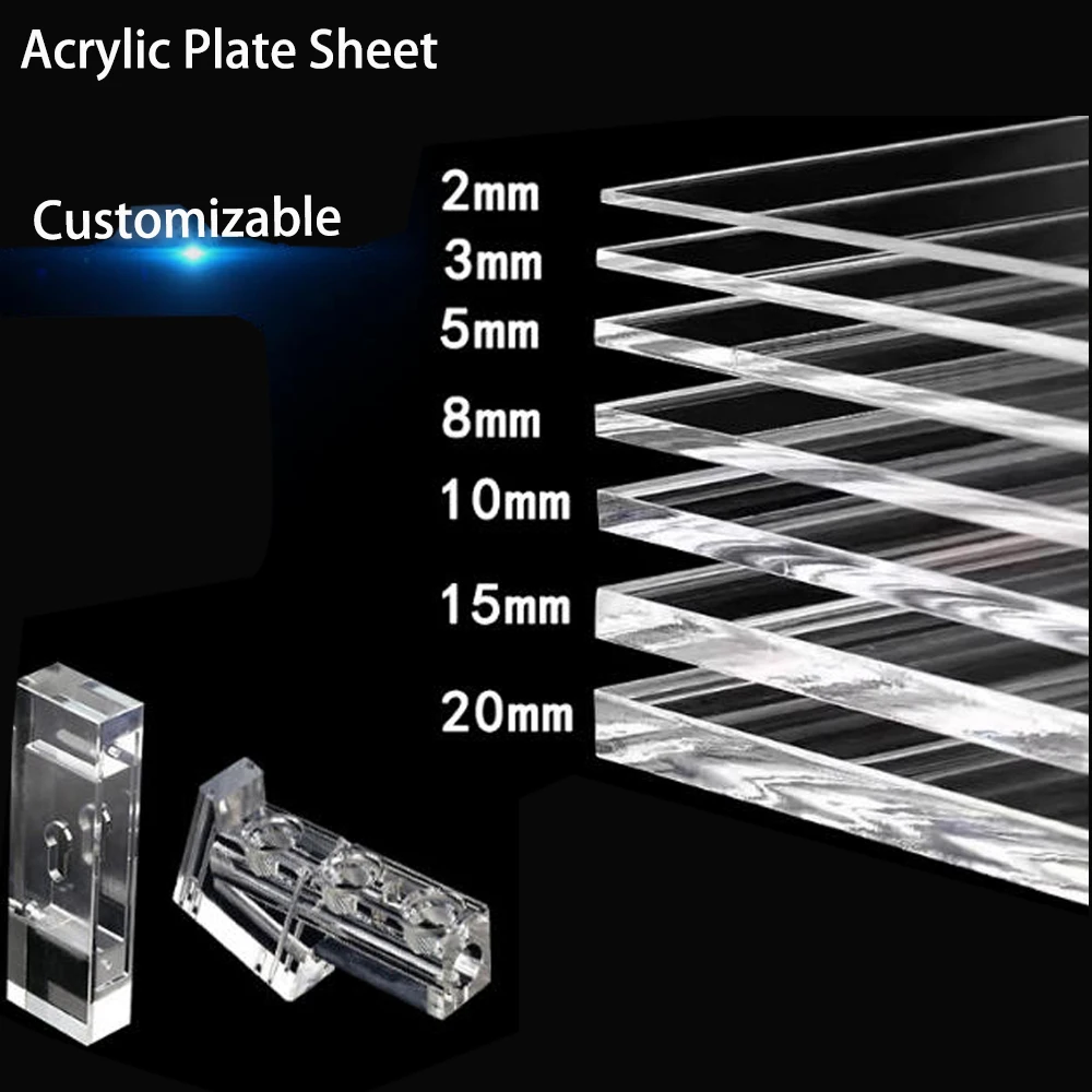 

Acrylic Plate Sheet Clear Cast Plexiglass Transparent Hard Plastic Board for Signs, DIY Display Projects, Craft, Customizable