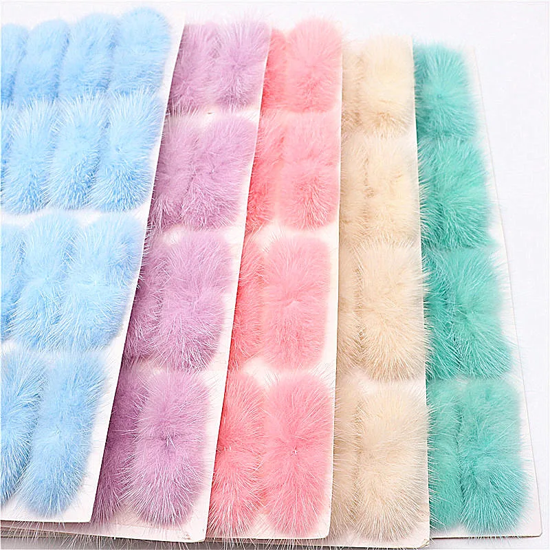 Real Natural Mink Fur Pompon Fluffy Bowknot Fur Diy Pom Poms Bow Tie for Ring Keychain Hat Headwear Craft Material