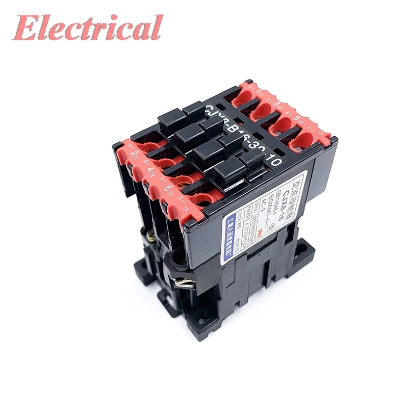 1pc AC Contactor 4 Screw Terminals 35mm Mounting Rail 220V 50Hz 5.5KW(AC-3) Power 3 Pole + 3NO Control Circuits B16-30-10