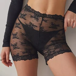 Y2K Summer Women pantaloncini di pizzo American Vintage Sexy Mesh see-through Beach pants perizoma Cover-up Lace Trim Leggings Slim Fit