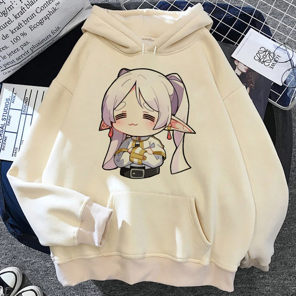 Frieren hoodie soft fabric elegant patterned anime sweater manga winter girl sweatshirts pullover comfortable patterned